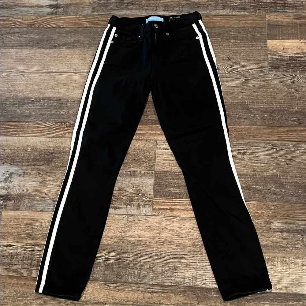 7 For All Mankind Black Skinny Jeans with White Accents